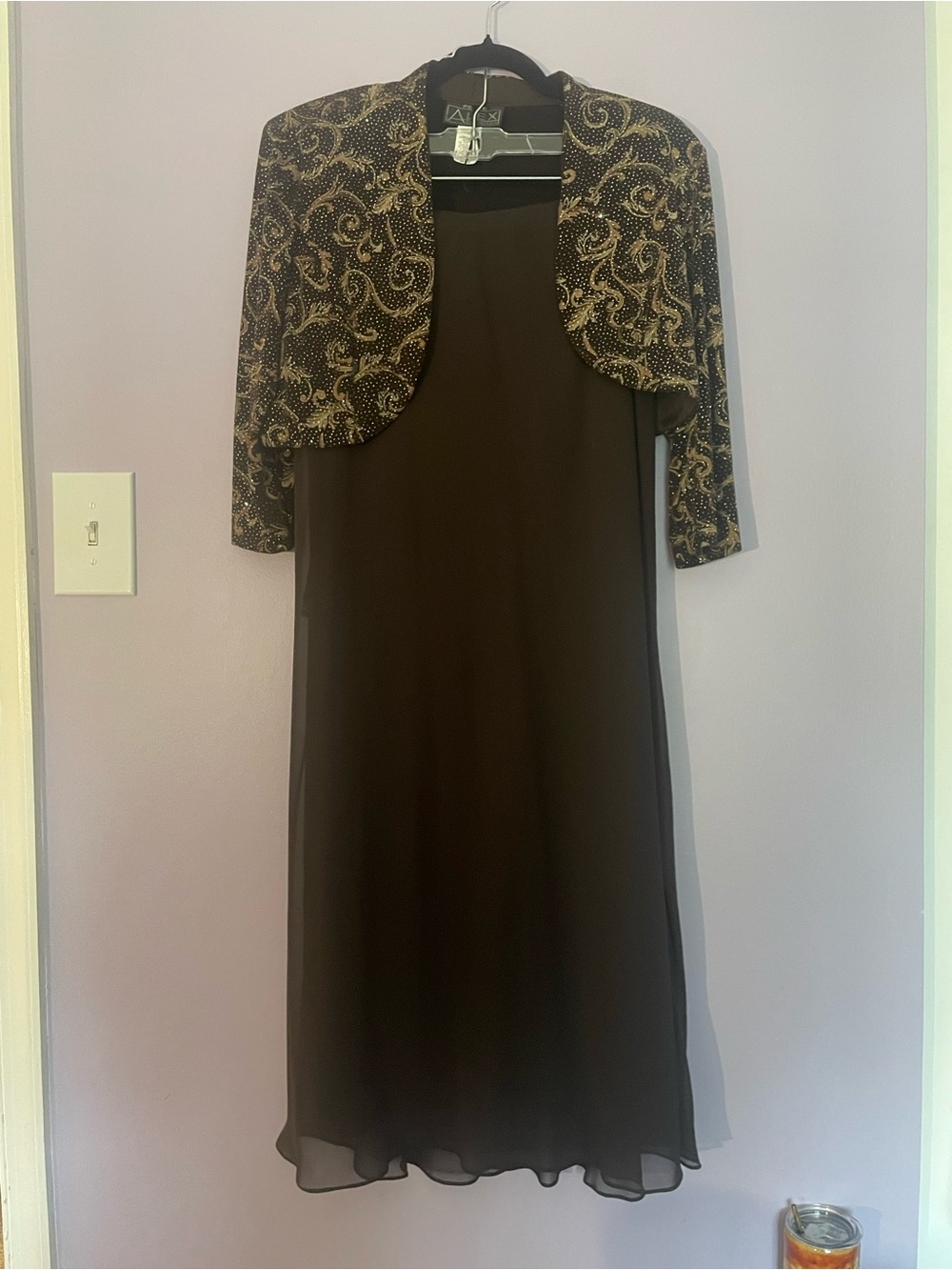 Alex Evenings 3-Piece Skirt Set in Brown size Petite Large w/ Bolero y2k Formal - Picture 1 of 10